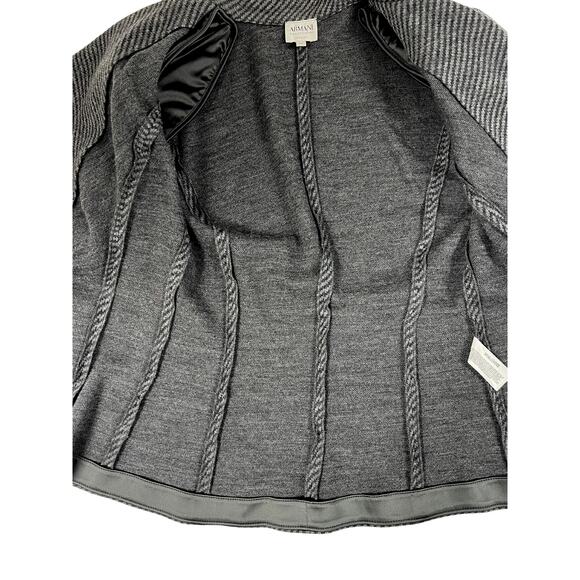 Vintage Armani Collezioni Small Jacket Black Herringbone Blazer Made in Italy - Picture 8 of 12